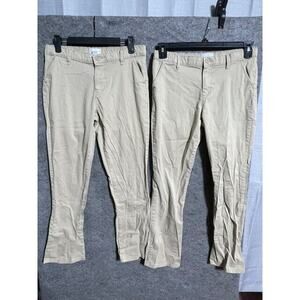 Place Pants Girls 14 Plus Size Chino Adjustable Waist Flat Front Lot of 2 Beige